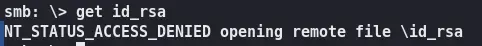 Descarga de una clave SSH privada desde un recurso SMB del laboratorio.